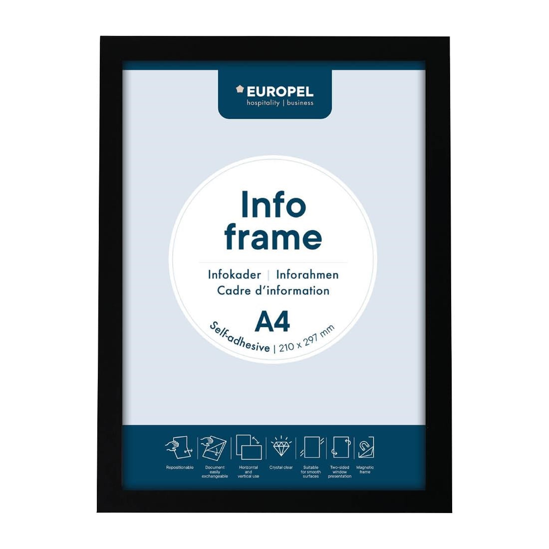 Europel Infokader / Zelfklevende Set Van 2 Stuks A4 Zwart