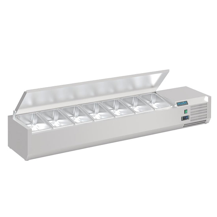 Polar G-serie opzetkoelvitrine met deksel 7x GN 1/4