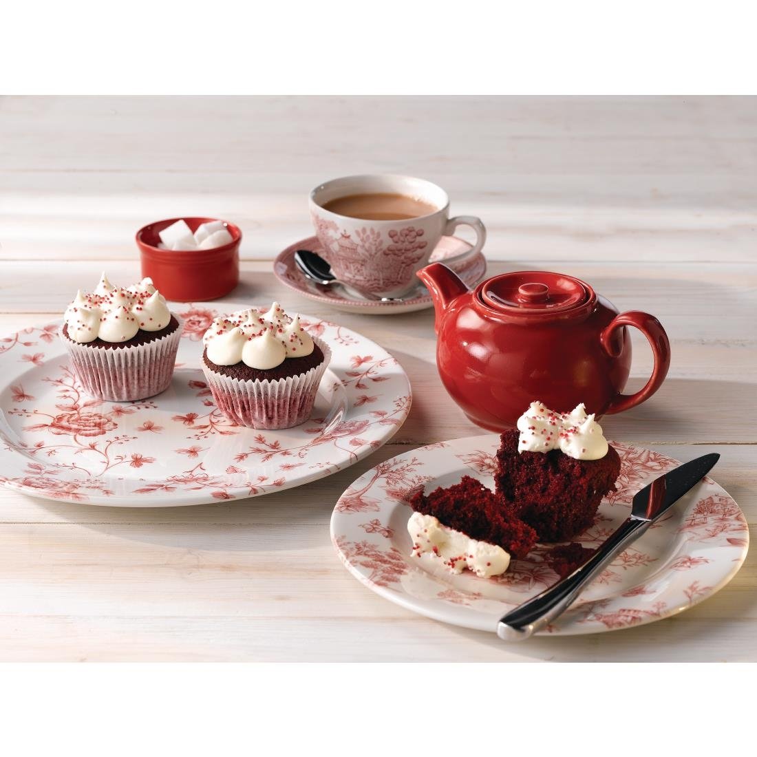 Churchill Rose Chintz Cranberry Bord 16.5cm (pak van 6)