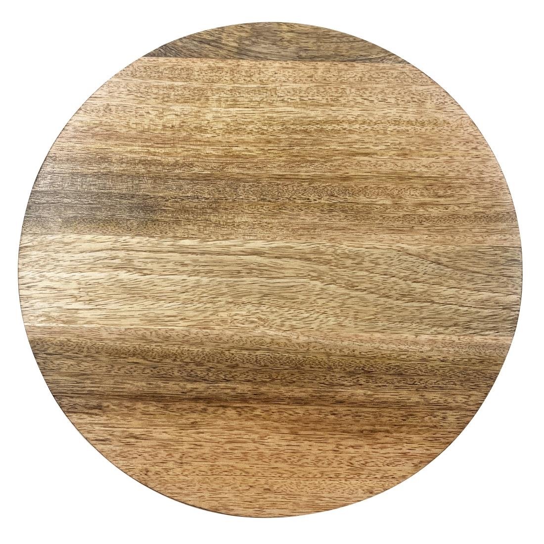 Olympia ronde presenteerstandaard van mangohout met metalen poten 300x80mm