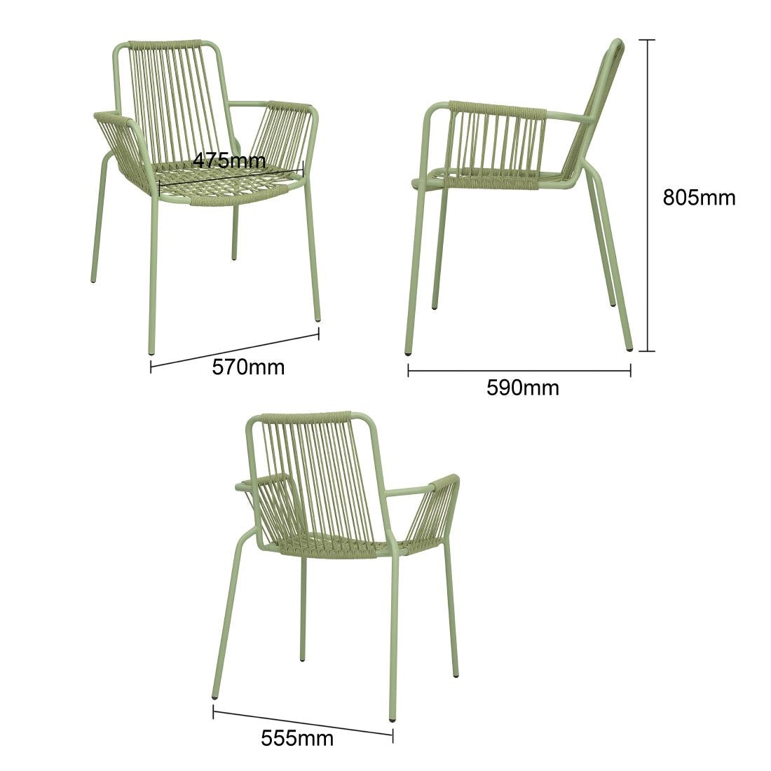 Bolero Melbourne Armstoelen Lichtgroen (4 stuks)