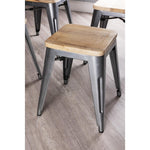 Bolero Bistro stalen kruk met houten zitting - grijs (4 stuks)