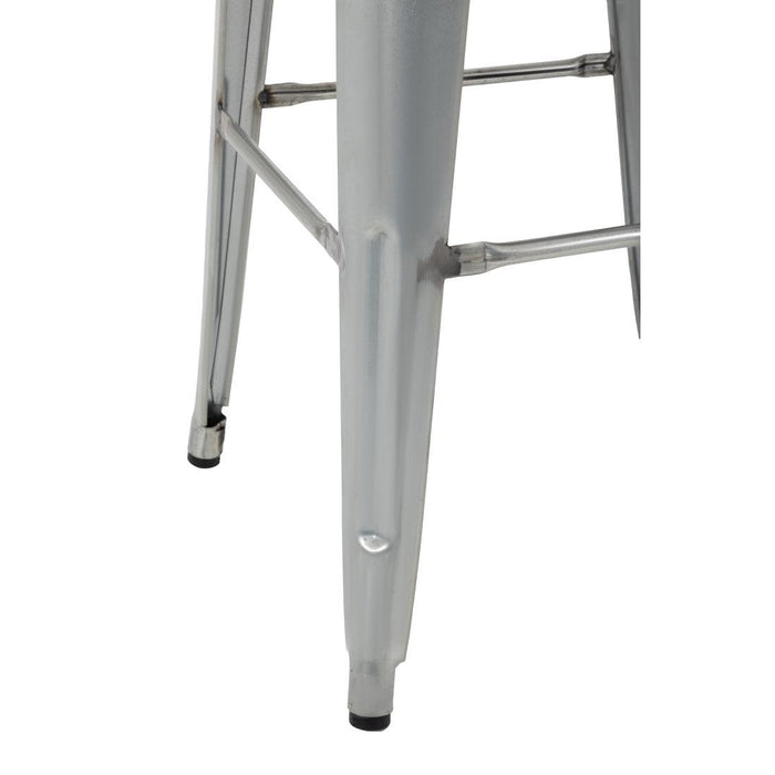 Bolero Bistro Hoge Krukken Met Houten Zitkussen, Gegalvaniseerd Staal (4 Stuks)