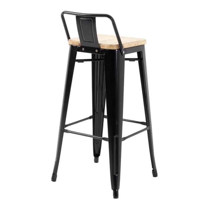 Bolero Bistro hoge barstoel met houten zitting zwart (4 stuks)