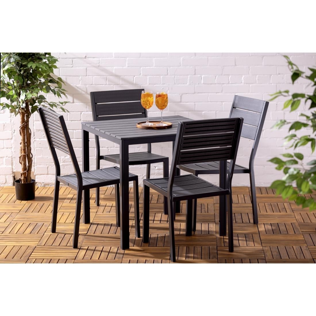 Bolero Valletta Grijs Latten Tuin Tafel 780mm