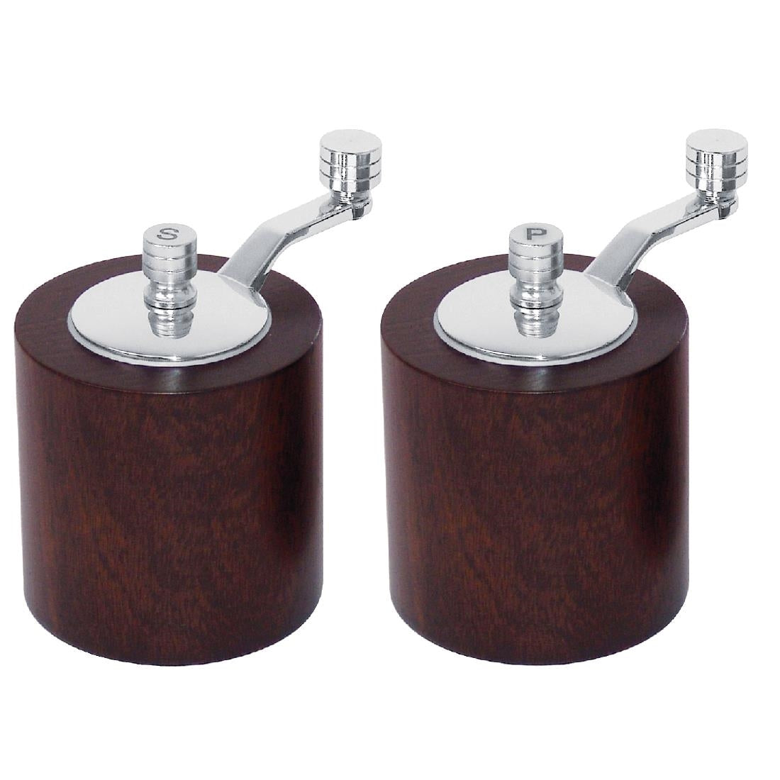 Olympia peper- en zoutmolen set donker hout 8,5cm
