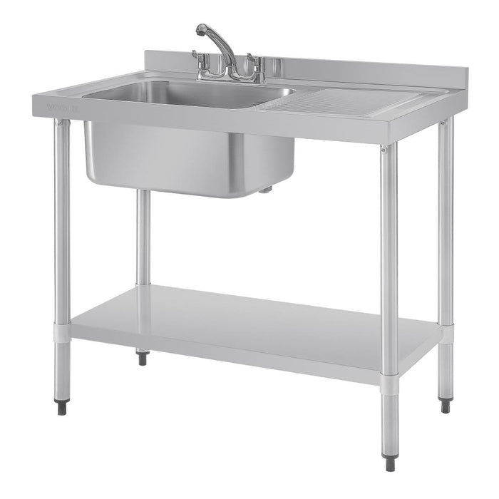 Vogue RVS spoeltafel enkele spoelbak afdruiprek rechts 100x60cm