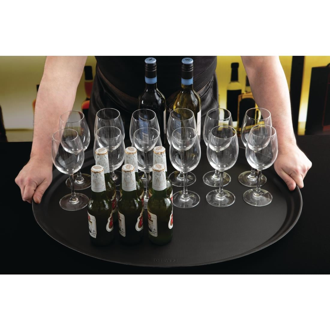 Cambro Camtread ovaal antislip glasvezel dienblad zwart 68,5x56cm