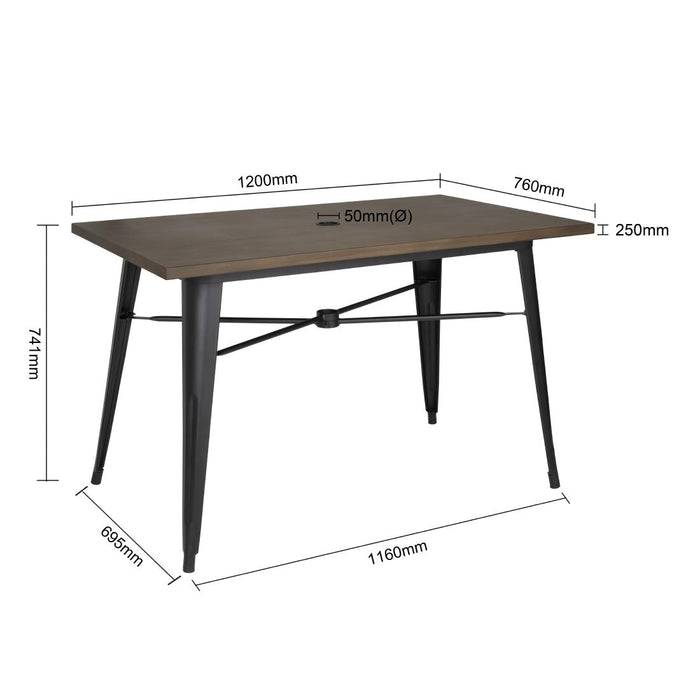 Bolero aluminium outdoor tafel 120x76x76cm donker houtdessin