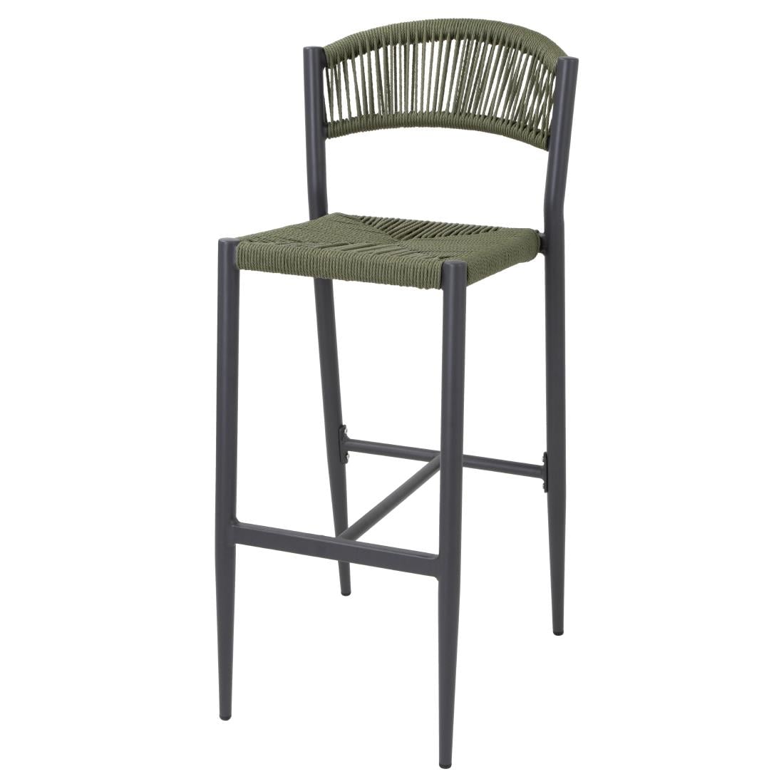 Bolero Eden PE gevlochten rattan outdoor barkrukken groen (2 stuks)