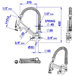 Gastro M lage voorspoeldouche monobloc zwenkkraan handsfree