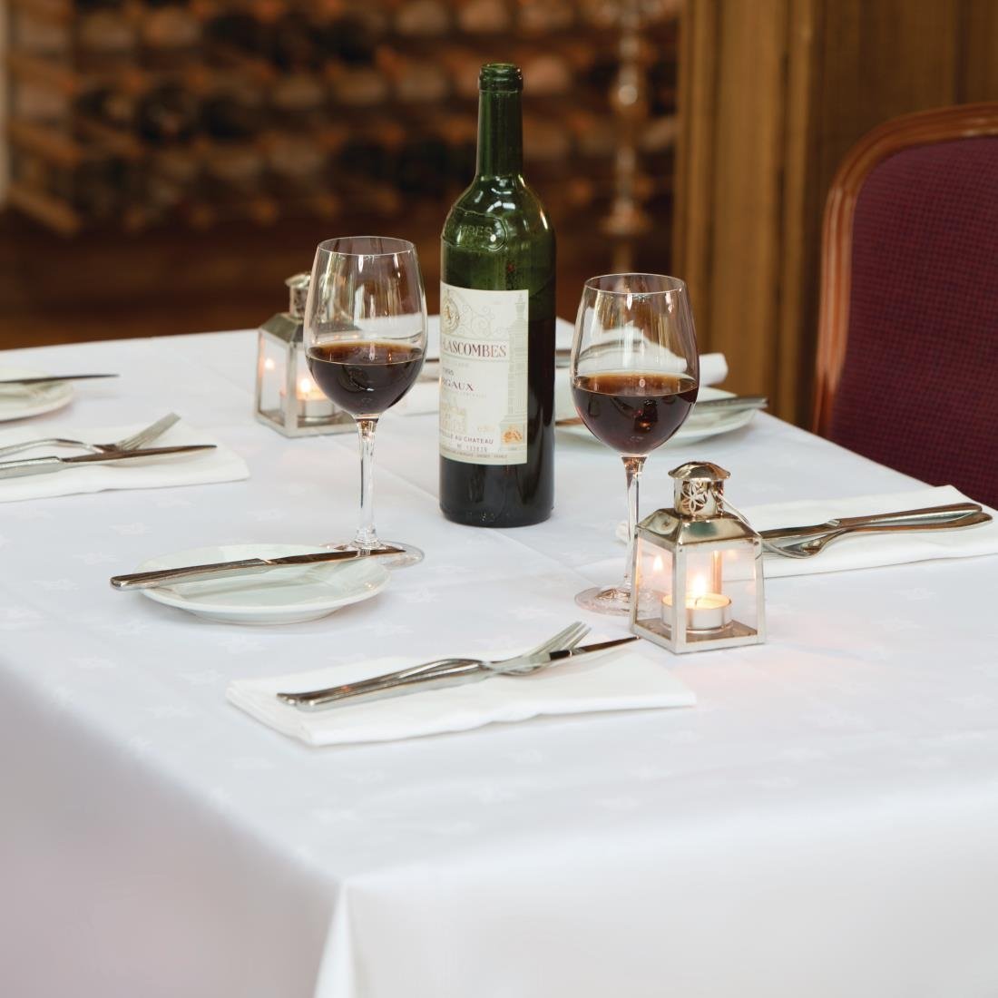 Mitre luxe satijnen band servetten katoen wit (pak van 10)