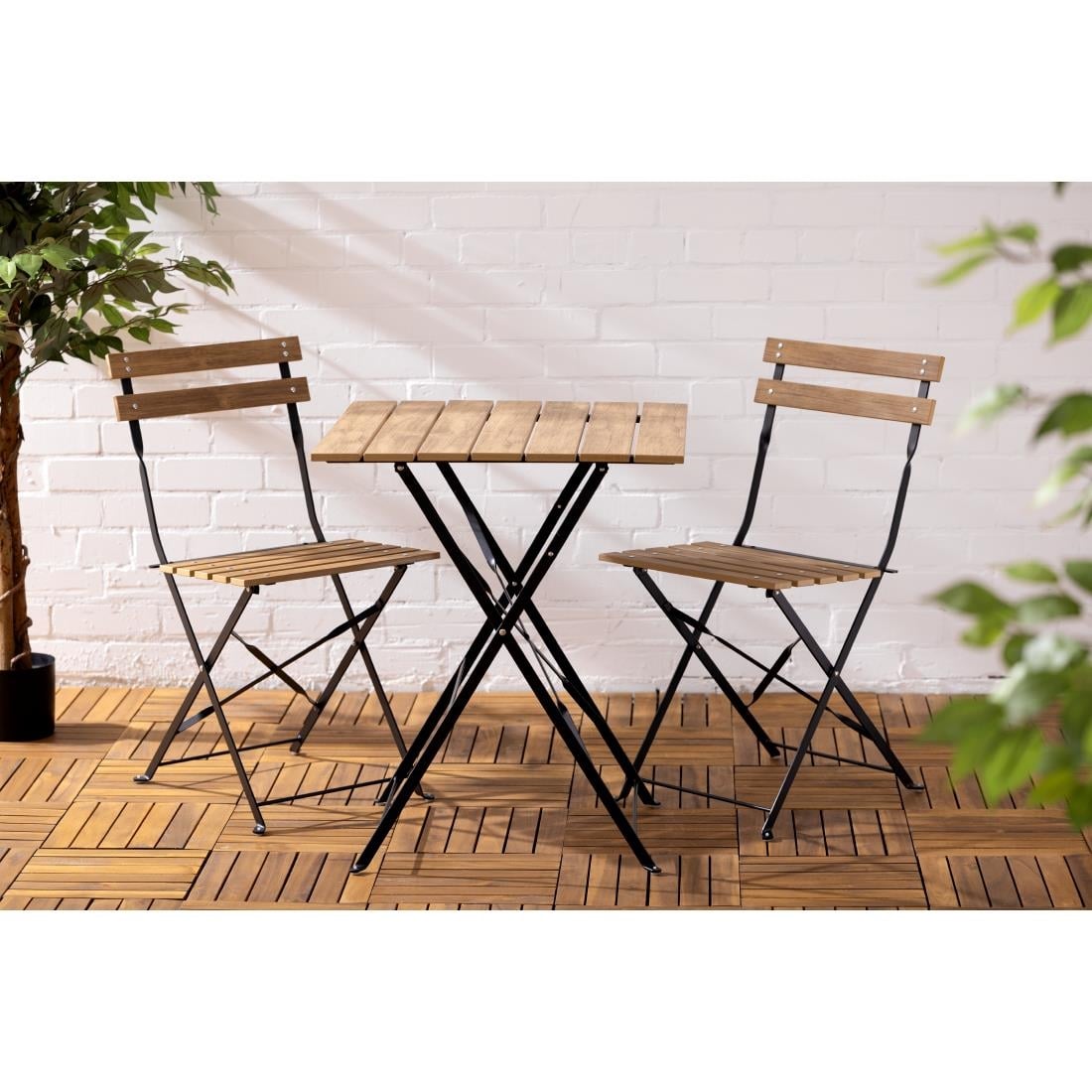 Bolero Perth Pavement Style Klapstoelen Met Houteffect (Pak Van 2)