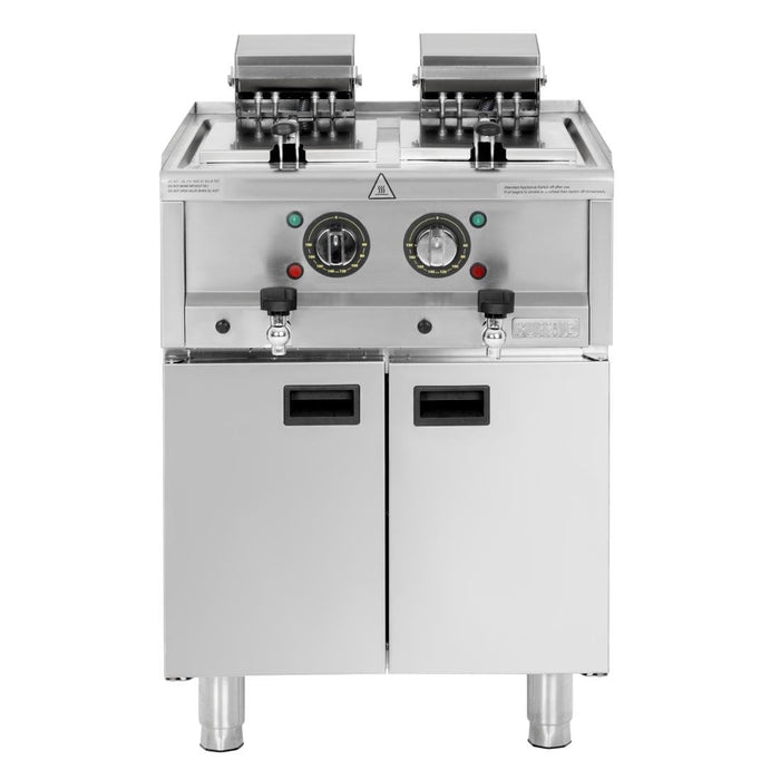 Buffalo 600 Serie Vrijstaande Elektrische Friteuse Met Dubbele Tank 2X 8Ltr