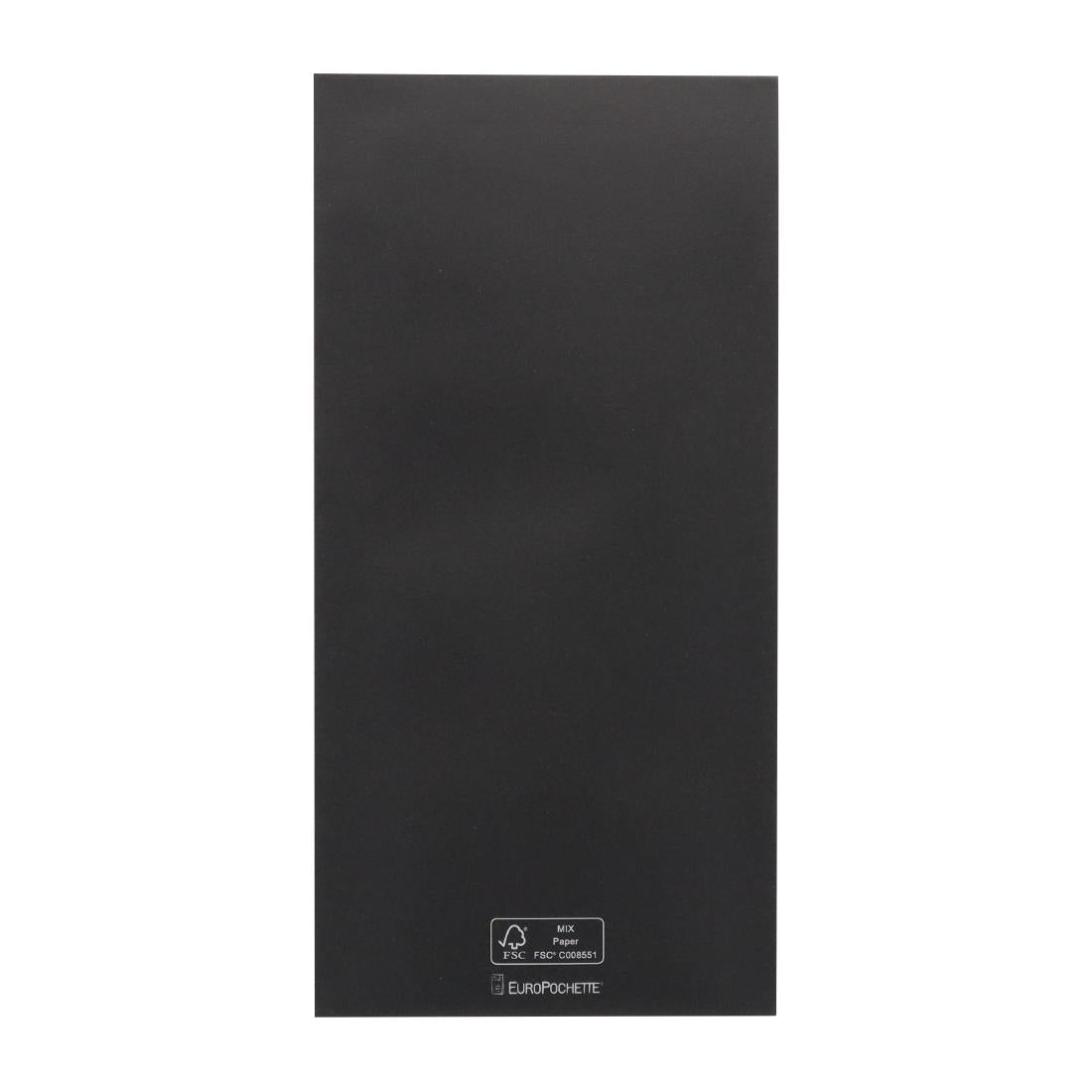 Europochette Royale Maat Zwart Bestek Zakje met Witte Zachte 2-laags Servet (250 stuks)