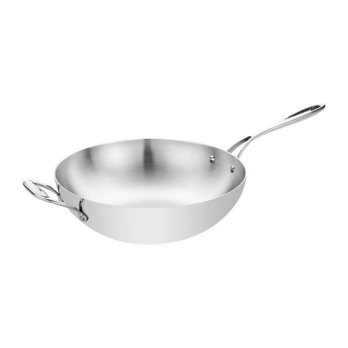 Vogue tri-wall wok met vlakke bodem 35cm