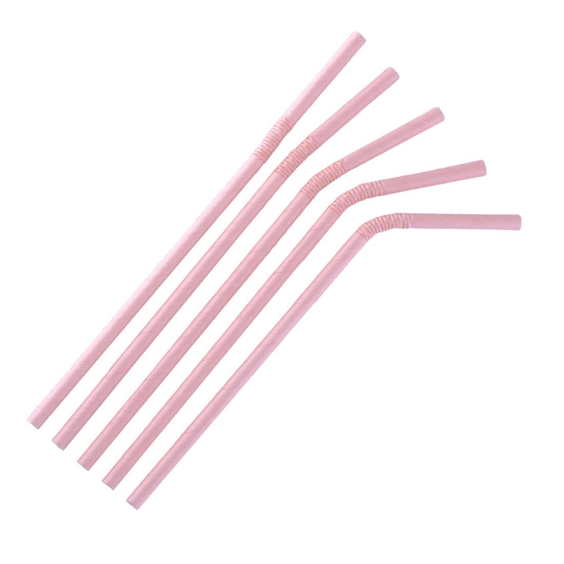 Fiesta Compostable composteerbare papieren buigrietjes roze (250 stuks)