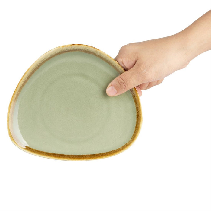 Olympia Kiln driehoekige borden mosgroen 16,5cm (6 stuks)