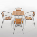 Bolero aluminium en essenhouten stoelen met armleuning (4 stuks)