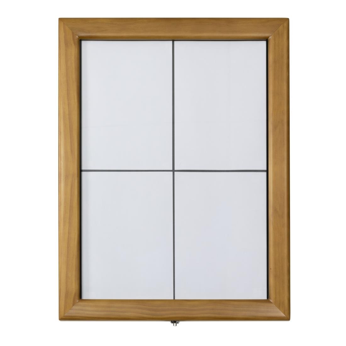 Securit Teak wit LED informatie 4xA4 display (excl paal en voet)