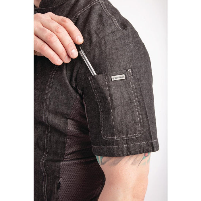 Koksbuis Korte Mouw Denim Grijs Chef Works S