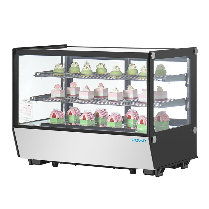 Polar G-Series aanrecht model Display Koelkast Zwarte Vierkante Glas 160Ltr