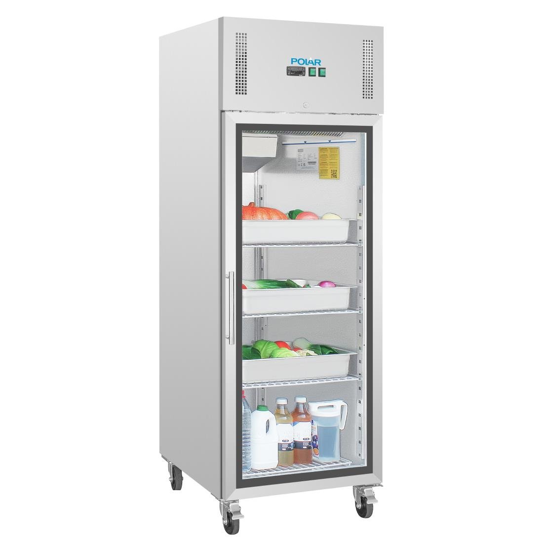 Polar G-serie Gastro 1-deurs koeling met glazen deur 600L