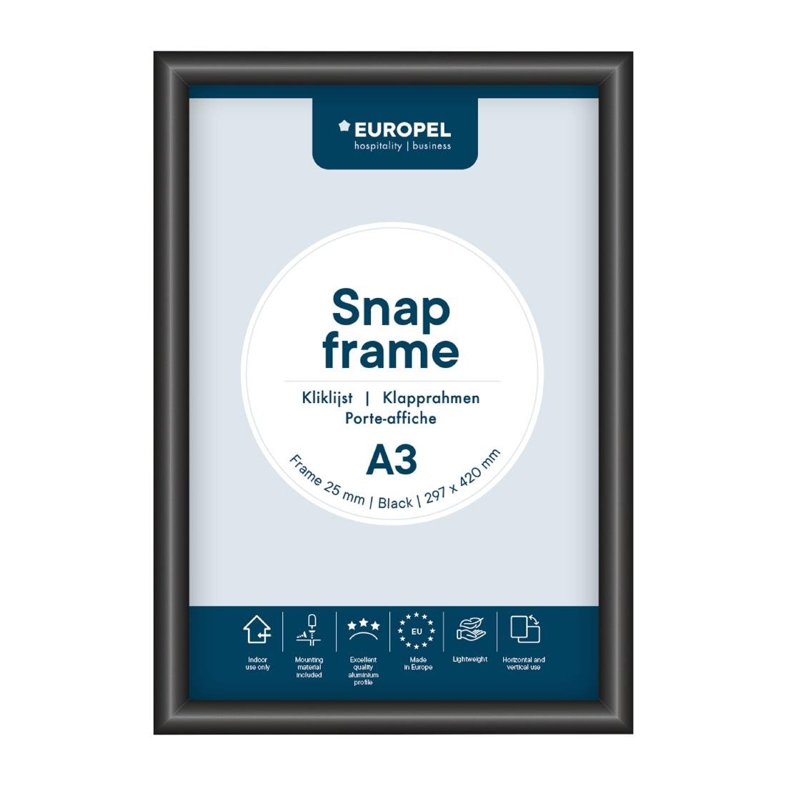 Europel Kliklijst A3 25mm Zwart
