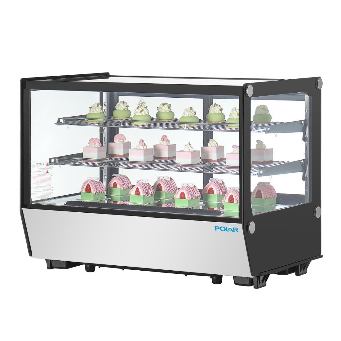 Polar G-Series aanrecht model Display Koelkast Zwarte Vierkante Glas 160Ltr