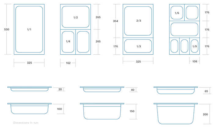 Gastronorm Bak - 1/1 GN - 10 cm Diep - RVS