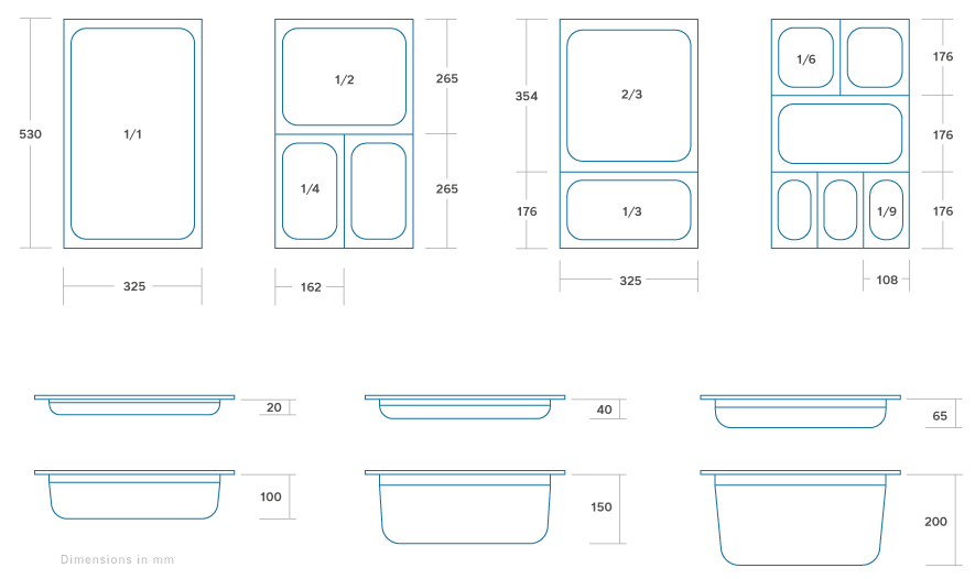 Gastronorm Bak - 1/2 GN - 2 cm Diep - Anti Aanbaklaag
