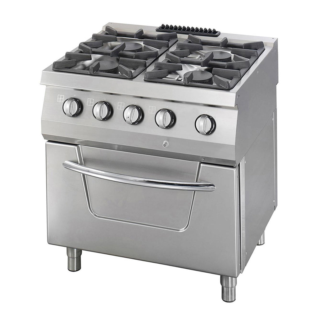 Heavy Duty Fornuis - 4 Pitten - Dubbel - 70 cm Diep - 37 kW - Gas incl. Oven