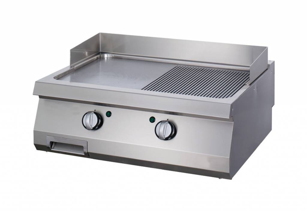 Heavy Duty Grillplaat - Half Gegroefd Chroom - Dubbel - 70 cm Diep - Gas
