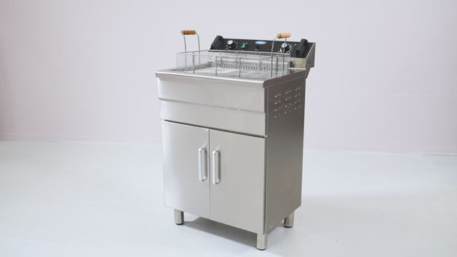 Frituurpan - 2x 16 L - 2 Manden - met Tapkraan en Opbergruimte - 400V