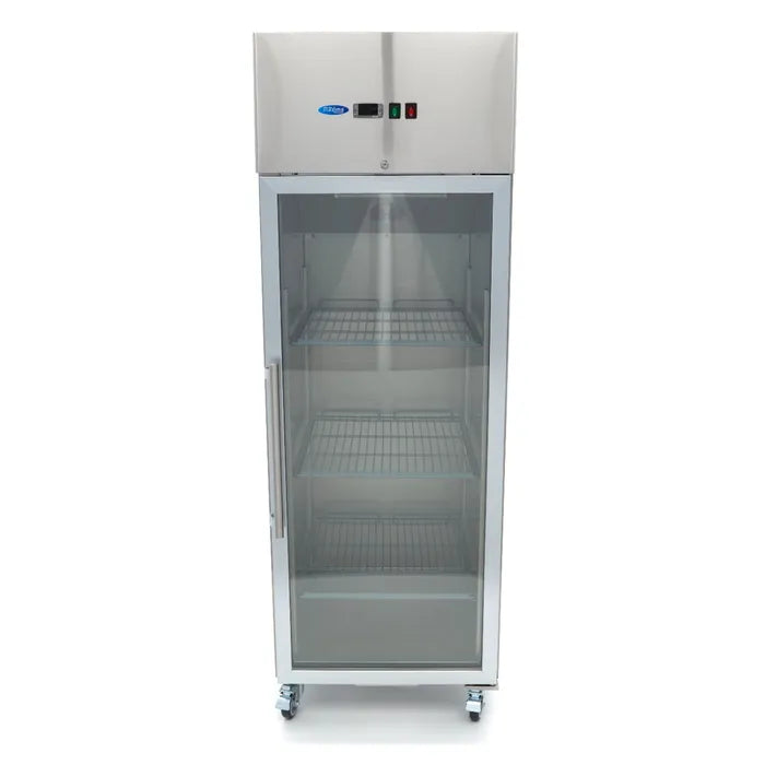 Koelkast - 600 L - 3 Verstelbare Roosters (2/1 GN) - Rvs - met Glazen Deur