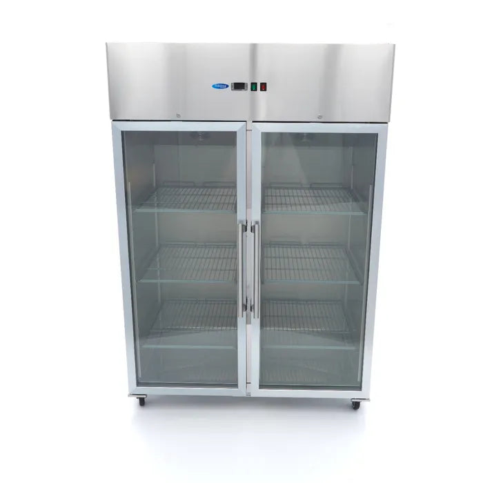 Vrieskast - 1200 L - 6 Verstelbare Roosters (2/1 GN) - Rvs - met Glazen Deur