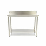 Werktafel rvs - 120 x 60 cm - Verstelbare Hoogte - met Spatrand en Onderschap