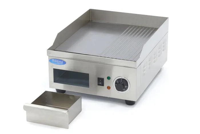 Grillplaat - Half Gegroefd - 36 cm - incl. Opvangbak
