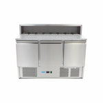 Pizzawerkbank - 137 cm - 3 Deuren - 8 x 1/6 GN - incl. RVS Afdekking