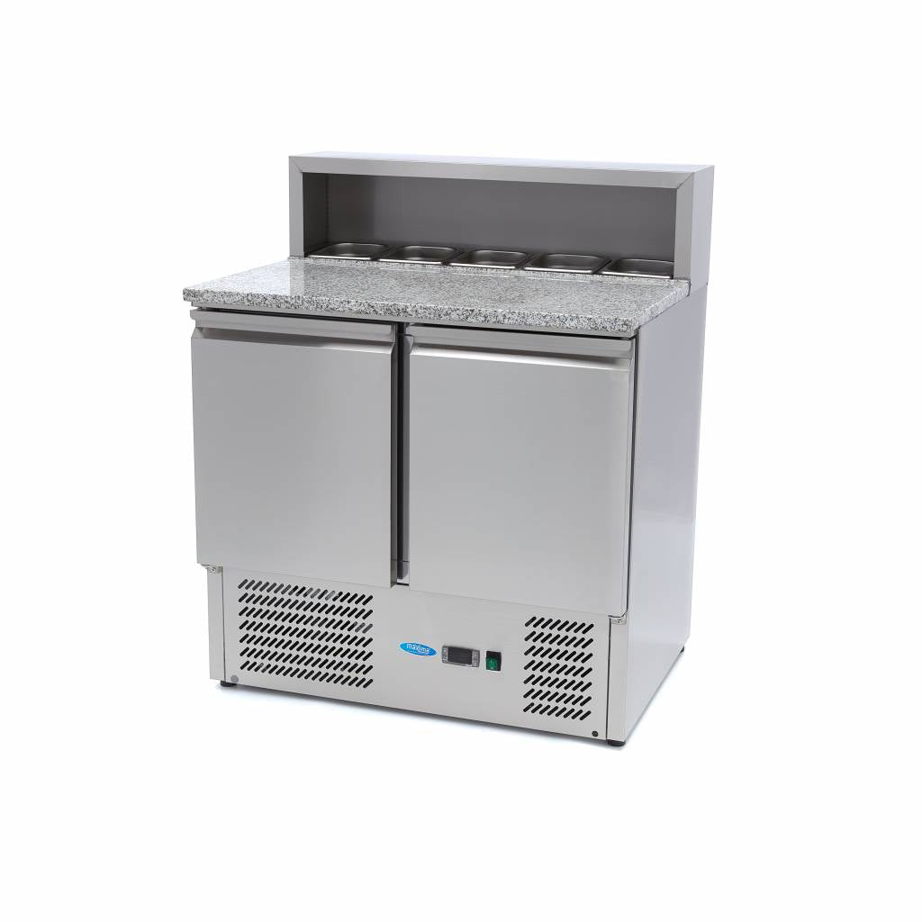 Pizzawerkbank - 90 cm - 2 Deuren - 5 x 1/6 GN - incl. RVS Afdekking