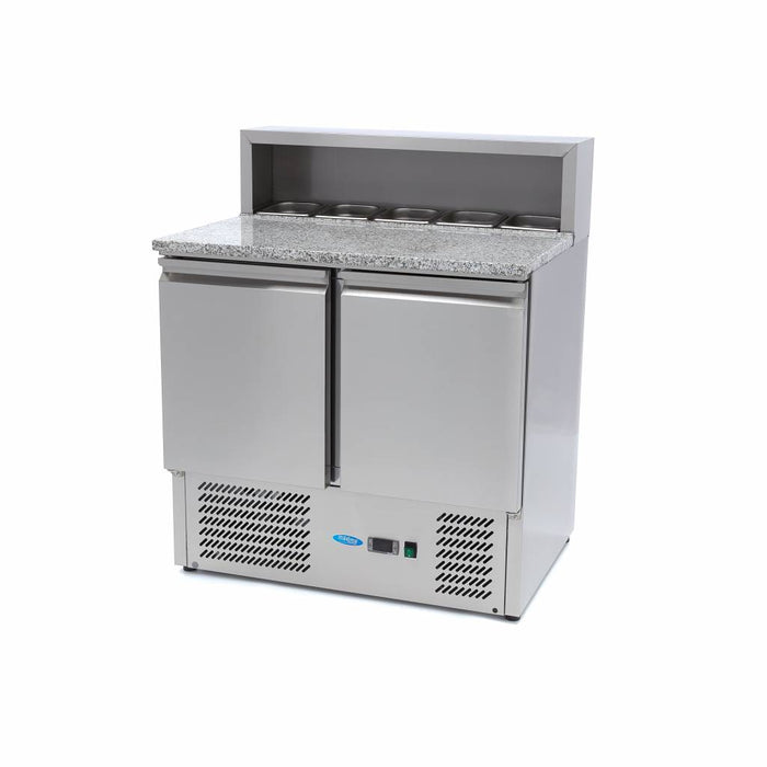 Pizzawerkbank - 90 cm - 2 Deuren - 5 x 1/6 GN - incl. RVS Afdekking