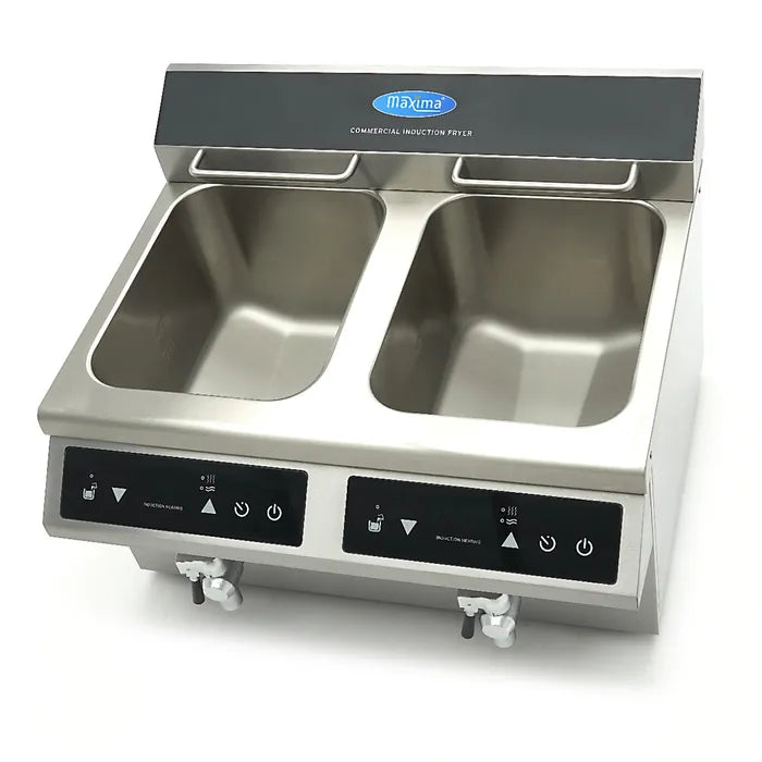 Frituurpan - 2x 8 L - 2 Manden - met Tapkraan - Inductie
