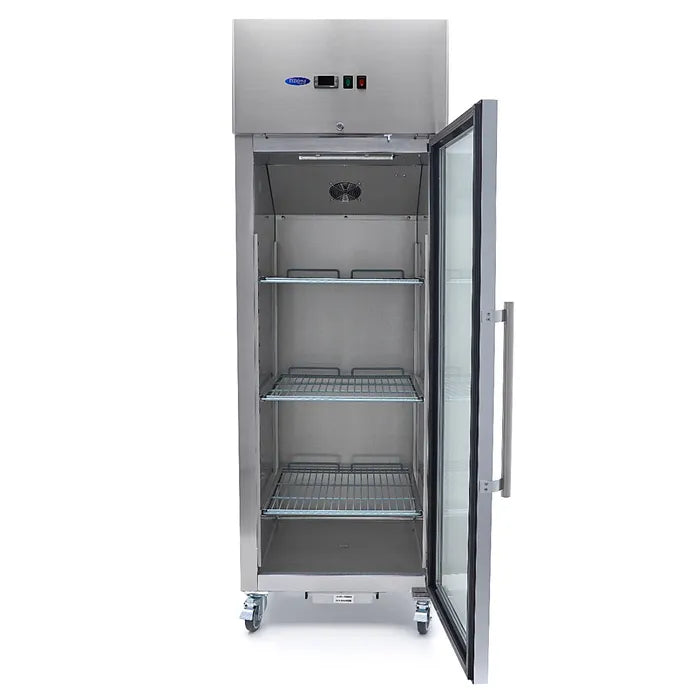 Koelkast - 600 L - 3 Verstelbare Roosters (2/1 GN) - Rvs - met Glazen Deur