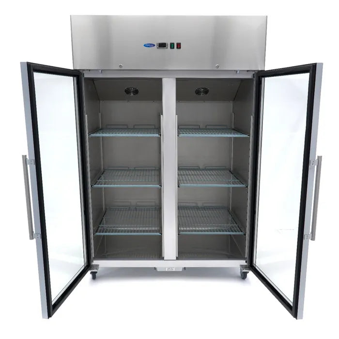 Koelkast - 1200 L - 6 Verstelbare Roosters (2/1 GN) - Rvs - met Glazen Deur