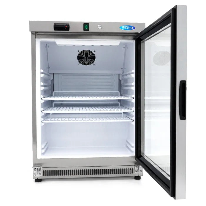 Koelkast - 200 L - Rvs - met Glazen Deur