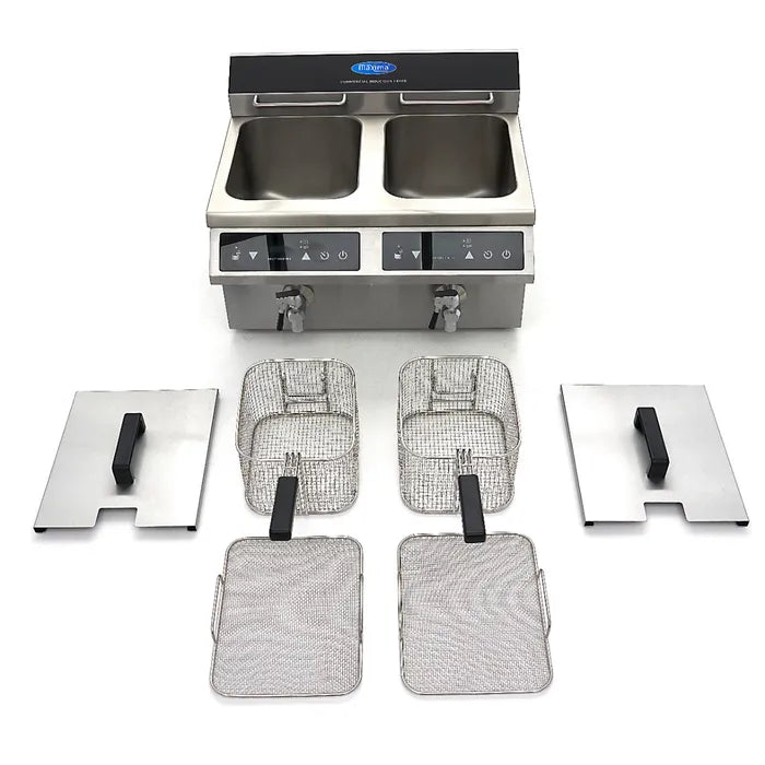 Frituurpan - 2x 8 L - 2 Manden - met Tapkraan - Inductie