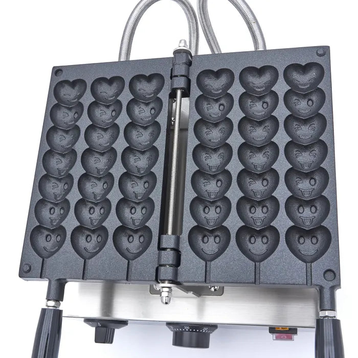 Wafelijzer - 3 Stuks - Lolly Hartjes Emoji Wafel